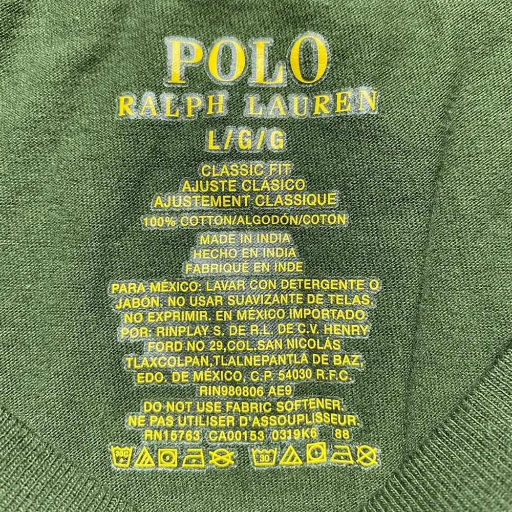 Polo Ralph Lauren‎ Mens Crew Neck Short Sleeve Shirt Large Green Orange Pony